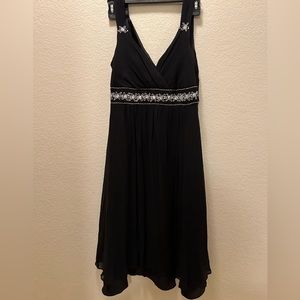 Signature by Robbie Bee Black Silk Beaded Gown A-Line Size 6